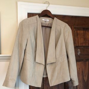 Beige faux suede blazer